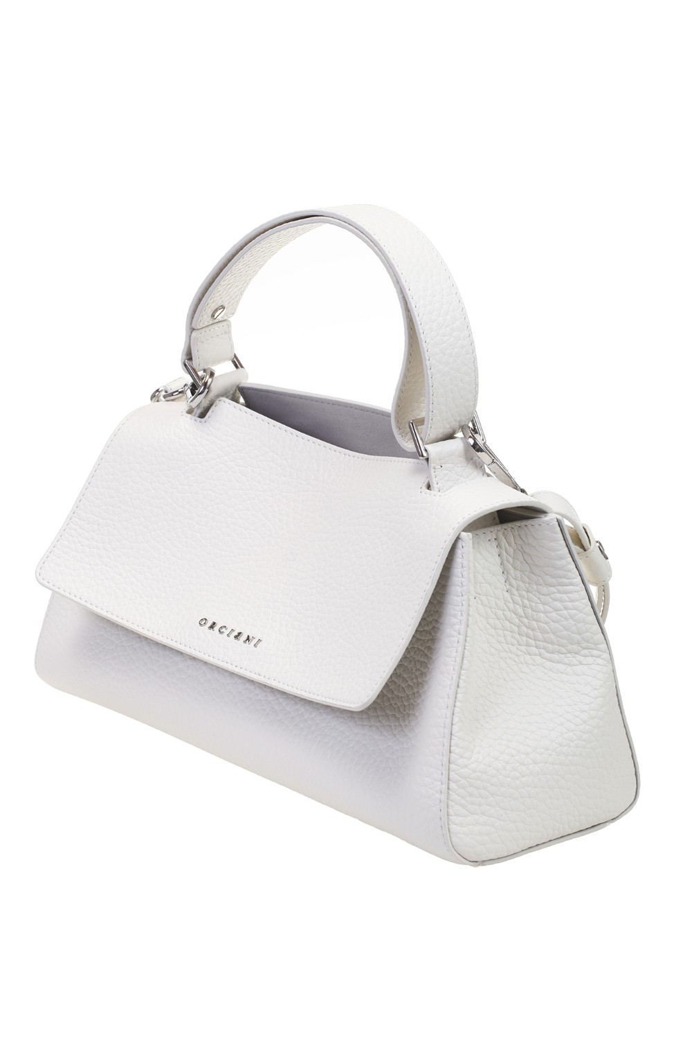 shop ORCIANI  Borsa: Orciani borsa Sveva Longuette Sense in pelle con tracolla.
Dimensioni: Larghezza: 34 cm / Altezza: 18 cm / Profondità: 14 cm.
Tasche: tre interne, di cui una con zip.
Chiusura: patta con bottone magnetico.
Funzionalità: apertura a scomparsa sulla parte alta della patta, tracolla di servizio regolabile e rimovibile.
Dettagli: pelle martellata; finitura palladio.
Made in Italy.. B02159 SOF-BIANCO number 4997538